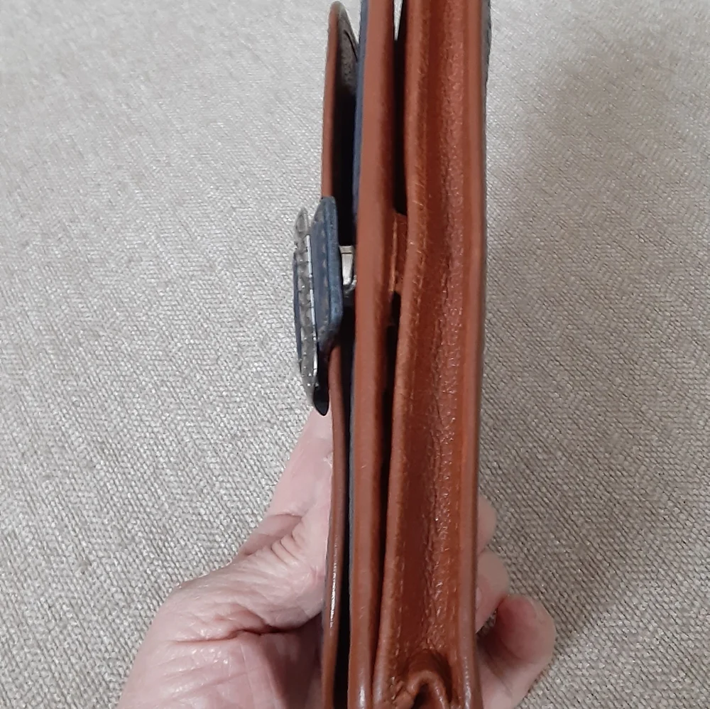 Brighton Blue and Brown leather wallet with Silver Buckle